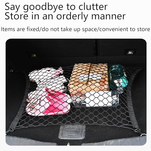 Reaindeer Dog Car Barrier, Dual-Layer Pet Car Net Barrier with Metal Hooks, for Trucks, SUV, Full Sized Sedans Pet Restraint Car Backseat Divider Vehicle Gate Cargo Area Travel Trunk Mesh Net by Reaindeer - Image 5