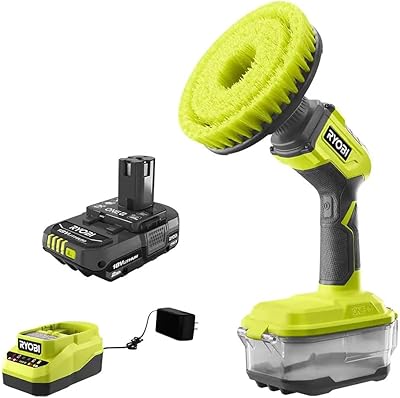 ONE 18V Cordless Compact Power Scrubber Kit with 2.0 Ah Battery and Charger