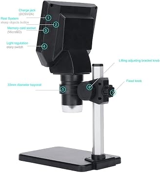Professional Digital Electron Microscope 4.3 Inch Large Base LCD Display 8MP 1-1000X Continuous Amplification Magnifier(Aluminum Plastics)