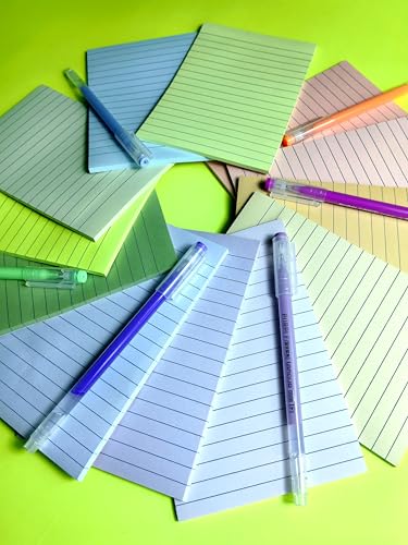 RHAWOM 12 Pads Lined Sticky Notes 4x6, Multi-Coloured Pastel Post Note Ruled, 12 Colors Self -Stick,School Home Office Suppliers (Fresh Colors) image 2