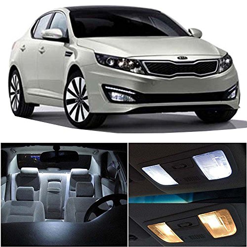 cciyu 10 Pack White LED Bulb Replacement fit for 2011-2016 For KIA Optima LED Interior Lights Accessories Replacement Package Kit