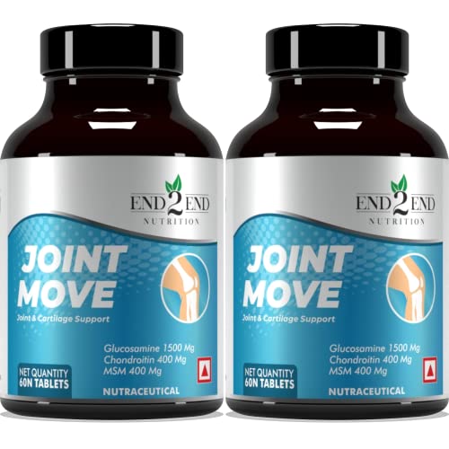 Image of End2End Nutrition Joint Support Supplement with Glucosamine 1500mg, Chondroitin 400mg & MSM 400mg for Men and Women | Joint Health, Cartilage Support, Mobility and Flexibility - (Pack of 2) 120 Tablets