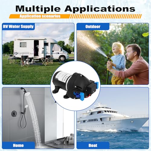 Image of R3526144D 12V 3.0 GPM RV Water Pump Kit with Strainer and Switch, Black