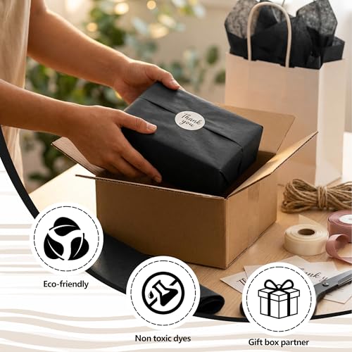 Image of Bobobag 100 Sheets Black Tissue Paper, 20 inchX14 inch Matte Black Tissue Paper for Gift Bags Halloween Gift Wrapping, Holiday Decoration & Arts Craft