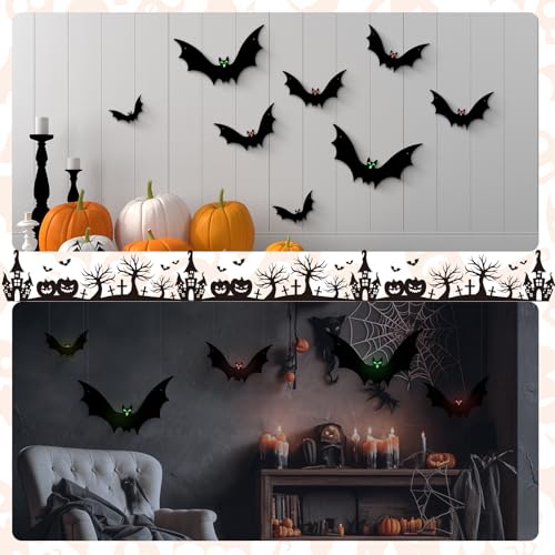 12 Pack Hanging Bats Halloween Decorations, 3 Sizes Flying Bat Decor - image 6