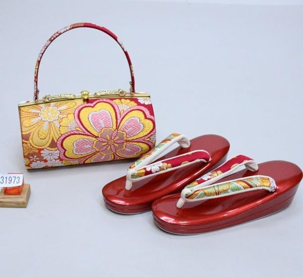 草履バッグセット 正絹 帯地 日本製 フリーサイズ 24.5cm 適合足サイズ  