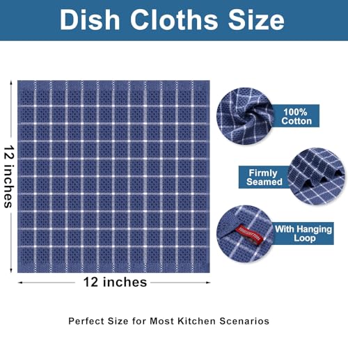 smiry 100% Cotton Kitchen Towels, 12 X 12 Inches Waffle Weave Dish Cloths by smiry - Used condition - Image 3