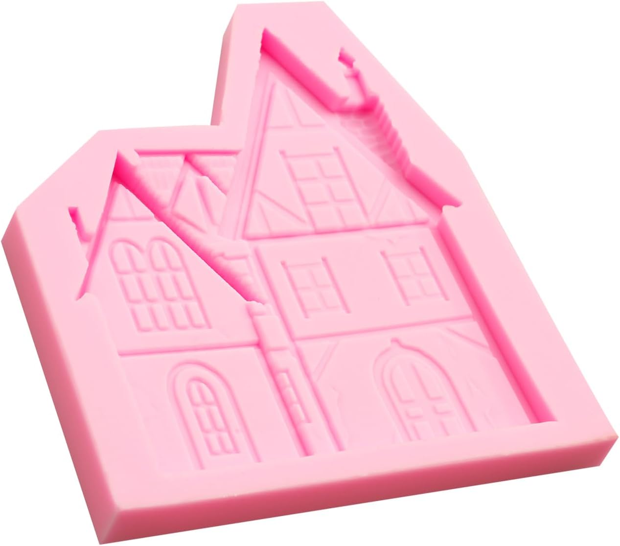Victorian House Silicone Mold, 4.8 x 3 inches, Pink Clay Molds for Crafts, Set of 2