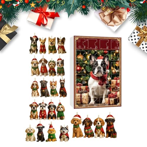 tulahkomen Calendrier de l'Avent 2025 - Motif chien - 2D - 24 jours