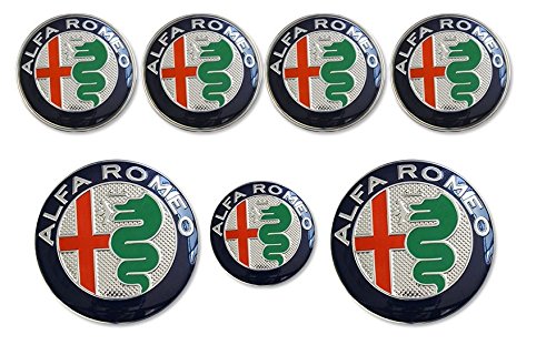 Adesivi per auto con stemma del cofano anteriore+emblema posteriore+4 coprimozzo + adesivo per volante