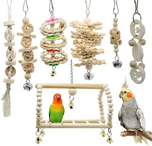 Bird Safe Dyes for Toys You Didn't Know You Needed 5 Deloky 7 Packs Bird Parrot Swing Chewing Toys-Hanging Bell Bird Cage Toys Suitable for Small Parakeets, Cockatiels, Conures, Finches,Budgie,Macaws, Parrots, Love Birds