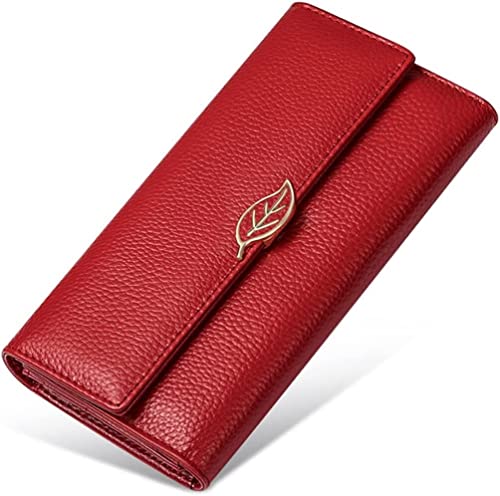 Lychee Pattern Wallet for Women Long Leather Leaf Women Wallet (A 19 * 10 * 3)
