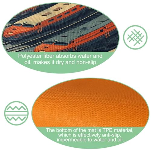 Alfombrillas de cocina vintage lavables y absorbentes con diseño de tren 6