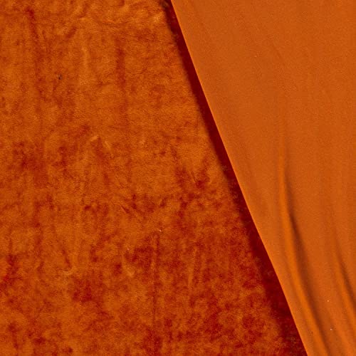 Tissu en velours doux extensible de luxe couleur carotte en rouleau de 10m x 150cm
