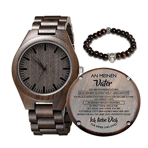 Reloj de madera grabado para hijo y novio, reloj de madera personalizado regalo para novio, regalo de graduación de mamá, de papá (Mädchen an Vater), Pulser