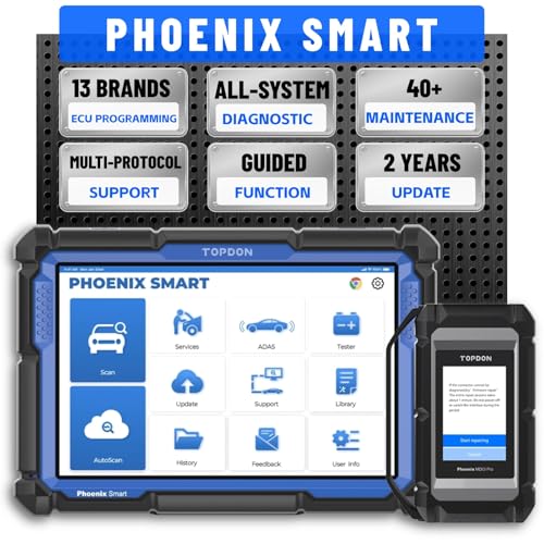 TOPDON Phoenix Smart Car Diagnostic Tool - 2 Years Free Update, Bidirectional Scan Tool for 200+ Brands, OBD2 Scanner Diagnostic Tool with ECU Programming Coding, Topology Mapping & ADAS Compatibility