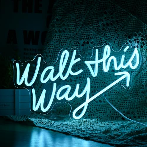 Image of Walk This Way Neon Sign, Arrow Direction Neon Light, Neon Sign For Wall Decor, Art Led Light for Resturant Signage Home Welcome Sign Bedroom Bar Hotel Shop Party (16.7 x 9.4 in)