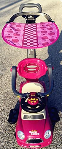 Purple Kids Ride On 3 in 1 Push Car with Canopy Toddler Wagon W Handle Horn Outdoor Stroller &Easy Wheel &Electronic