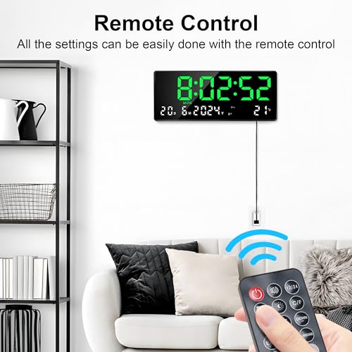 Horloge murale numérique LED 15.5" Lafocuse avec télécommande et température - 6