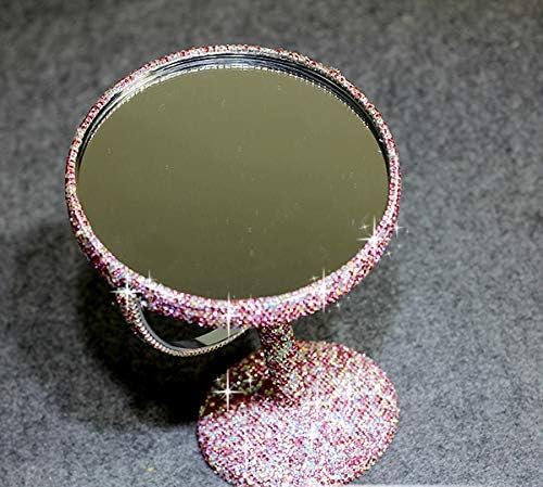 Espejo de Maquillaje Bling con Pedrería, Giratorio 360°, Rosa miniatura 8