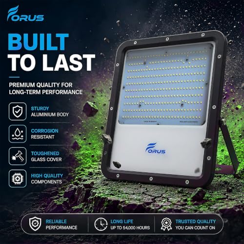 Image of Forus 200W LED Flood Light IP67 Waterproof, Green Outdoor Decorative Floodlight for Garden Decor, Landscape, Parking, Warehouse, High Mast Security Light with 4 Year Warranty