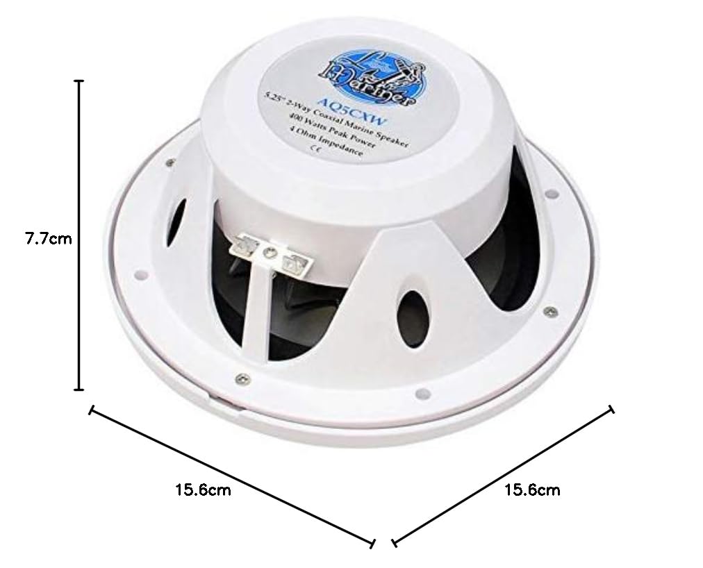 Lanzar AQ5CXW - Altavoz marino (2 canales, 400 W, 13,3 cm/5,25 pulgadas), color blanco