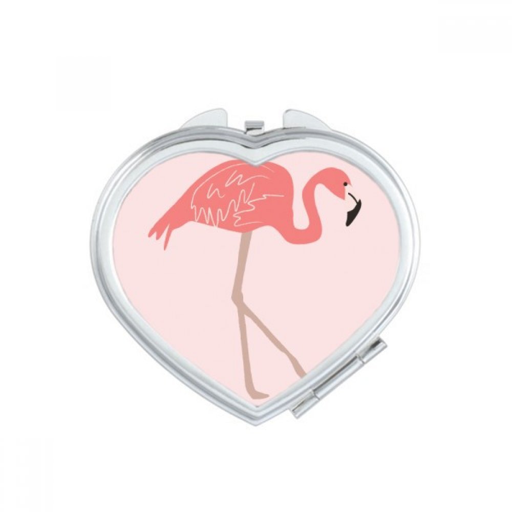 Miroir de maquillage compact portable flamant rose cœur mignon fait main