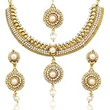 Women's Pretty Flower Kundan Like Polki Indian Ethnic Necklace Set D16