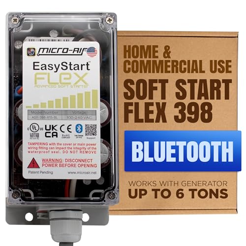 MICRO-AIR EasyStart FLEX 398 - Bluetooth Soft Start Kit for Home Air Conditioner, RV & Commercial Use, Works with Generators, Reduces Power Surge, Efficient Start-Up - Up to 6 Tons