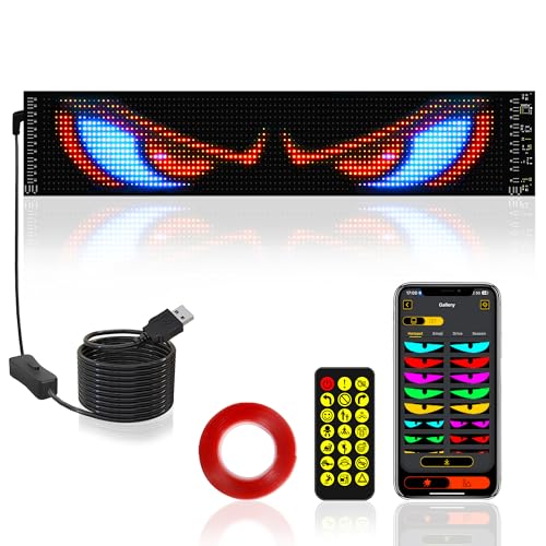 Devil Eyes Light for Car & Truck Windshield | 14.7x3.6in Programmable Flex APP Custom/DIY Animated Car Decor
