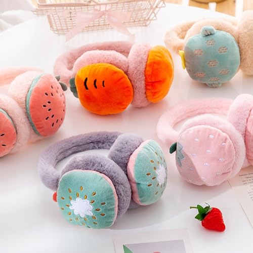 2 Pack Strawberry Fruit Patch Faux Fur Ear Muffs for Ladies Winter Riders - image 7