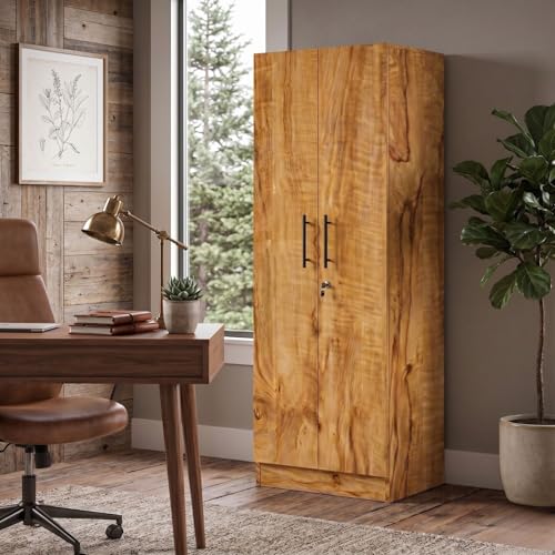 Image of FFO 2 Door Wardrobe | Multi-Purpose Wardrobe Organizer with Shelves | Engineered Wood Cupboard for Living Room, Bedroom & Office | Modern Sideboard Storage Unit Coach Wood DIY.