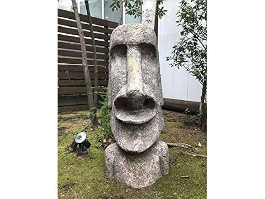 Amazon.co.jp: FRPオブジェ イースター島のモアイ像 ストーン風