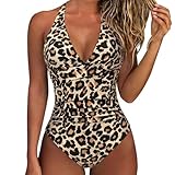 MLPKOI Badeanzug Damen Bauchweg, V-Ausschnitt Sexy Bademode Schlankheits Schwimmanzug, Badeanzug Damen Bauchweg Push Up Bademode, Schlankheits Monokinis, Große Größe Badebekleidung,XL