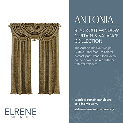 Elrene Home Fashions 20860ELR Antonia Blackout Rod Pocket/Back Tab Window Curtain Panel,Antique Gold,52" X 84 - Image 2