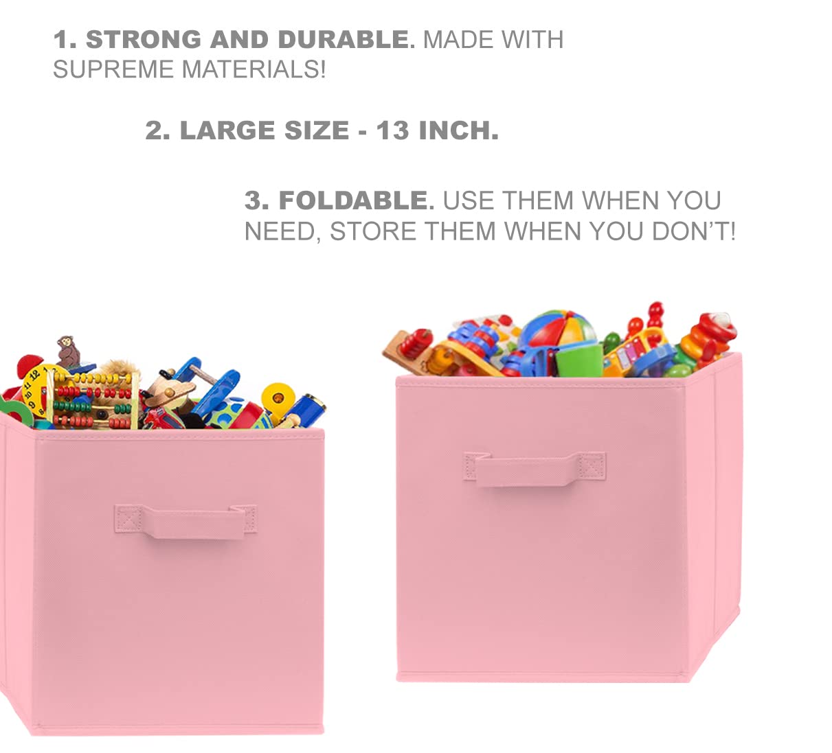 Pomatree Lot De 6 Bacs De Rangement Cubiques De 33 X 33 X 33 Cm | Grand Et Robuste, Double Poignées En Plastique | Bacs De Rangement Cubiques