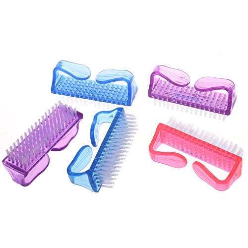 BCP Pack of 5 Assorted Color Hand Grip Nail Scrub Brush