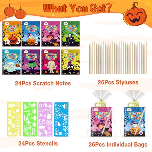 Image of ZMLM 24 Pack Rainbow Art Scratch Notebooks for Halloween Party Favors