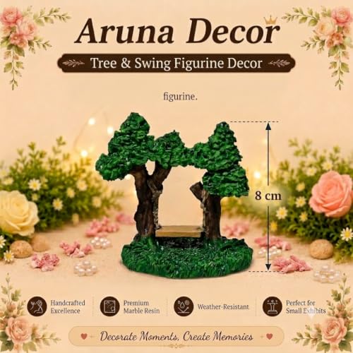 Image of Miniature Tree Swing Resin Figurine for Fairy Garden Dollhouse Terrarium Bonsai Decor | Cute Micro Landscape Accessory for DIY Mini Gardens & Gifting