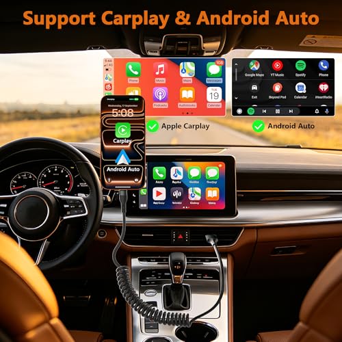 Image of Car Carplay Cable 2Pack 3ft Coiled USB A to USB C Cable for Android Auto & CarPlay & Data, USB C Car Charger Cable Fast Charging for iPhone 17 /16 /15 /Plus /Pro Max /Android, Retractable iPhone Car Cord