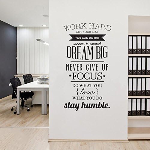 ufengke Motivational Work Hard Quotes Wall Art Stickers Inspirational Words Letters Simple Decorative Removable DIY Vinyl Wall Decals Living Room, Bedroom Mural