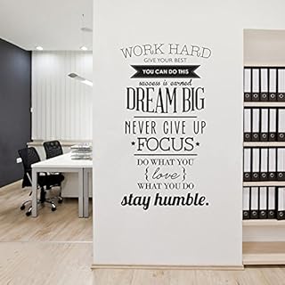 ufengke Motivational Work Hard Quotes Wall Art Stickers Inspirational Words Letters Simple Decorative Removable DIY Vinyl Wall Decals Living Room, Bedroom Mural