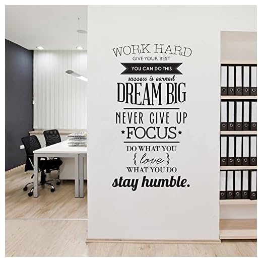 ufengke Citas Motivadoras de Work Hard Pegatinas de Pared Palabras de Letras Inspiradoras Decorativo Extraíble DIY Vinilo Pared Calcomanías Sala de Estar, Dormitorio