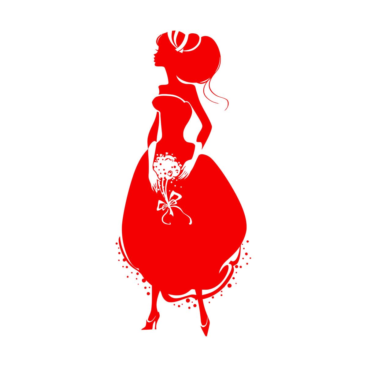 Lettering Decals Cinderella Princess Crystal Shoe Ball Gown 63x137.7cm Can Modify and add Information Extra Large red