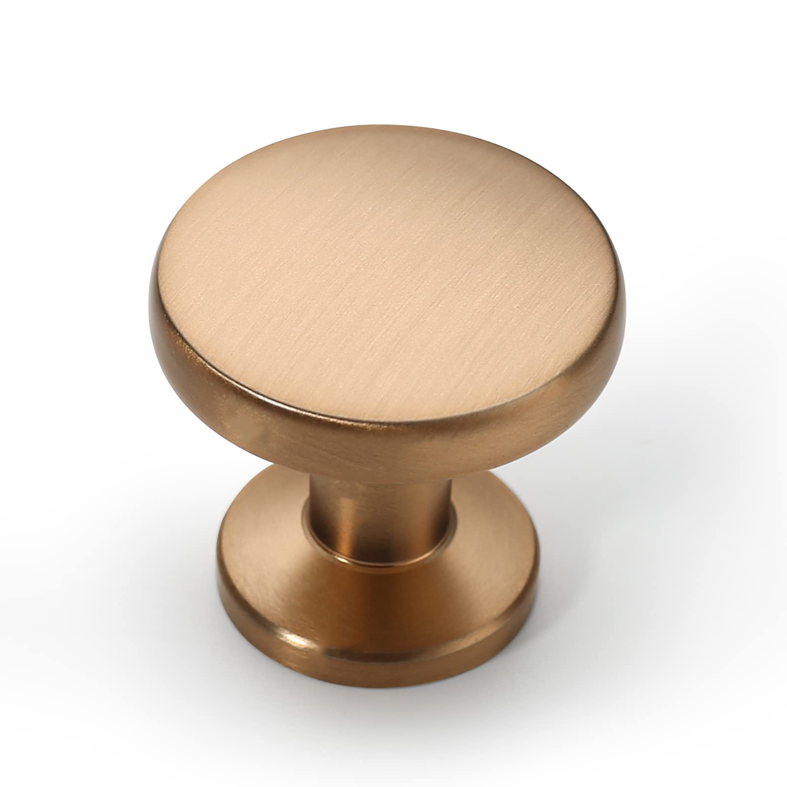 Amerdeco 10 Pack Champagne Bronze Cabinet Knobs Round Single Hole Drawer Pulls for Kitchen, Bathroom, and Dresser Cabinets AM017