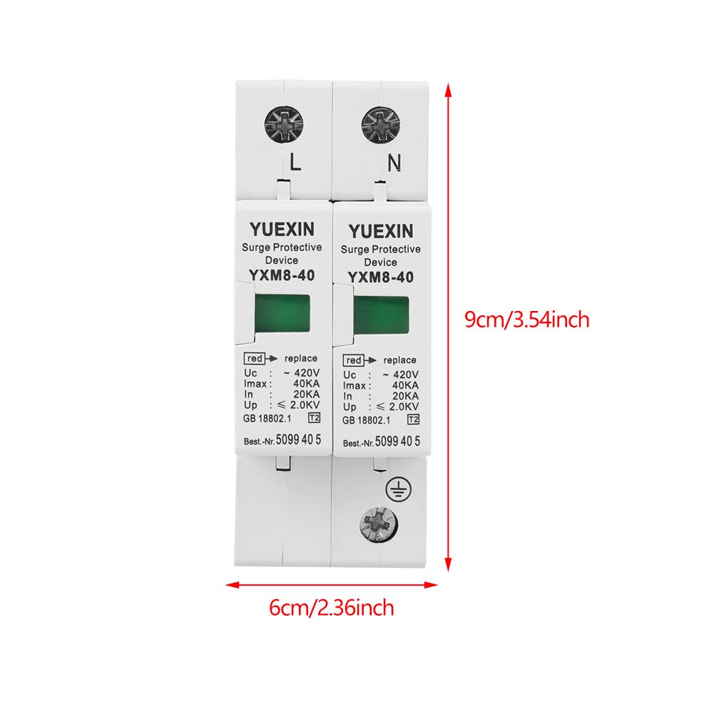 PV Protector, 220V 2P 40KA House Protective Low Voltage Arrester Device Electric System and on Loading Electrical Apparatus from Thunder and Instantaneous Over Voltage