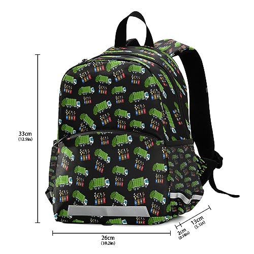 Preschool Backpacks, Garbage Truck Trash Recycling Kids' Bookbags Elementary Kindergarten Daypack, Chest Strap for Boys Girls4