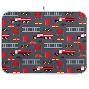 Drying Mats For Kitchen Counter Sink Firefighter Equipment Seamless Dish Drying Pad High Absorption, Non-Slip, Heat-Resistant, Great For Dishes, Rack Pad, Coffee Machine Dish Rack 16″ X 18″ Inch