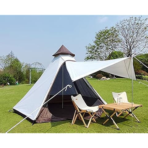 Lightweight waterproof double layers camping indian tipi tent yurt teepee tent for outdoor hiking. (White) Cover