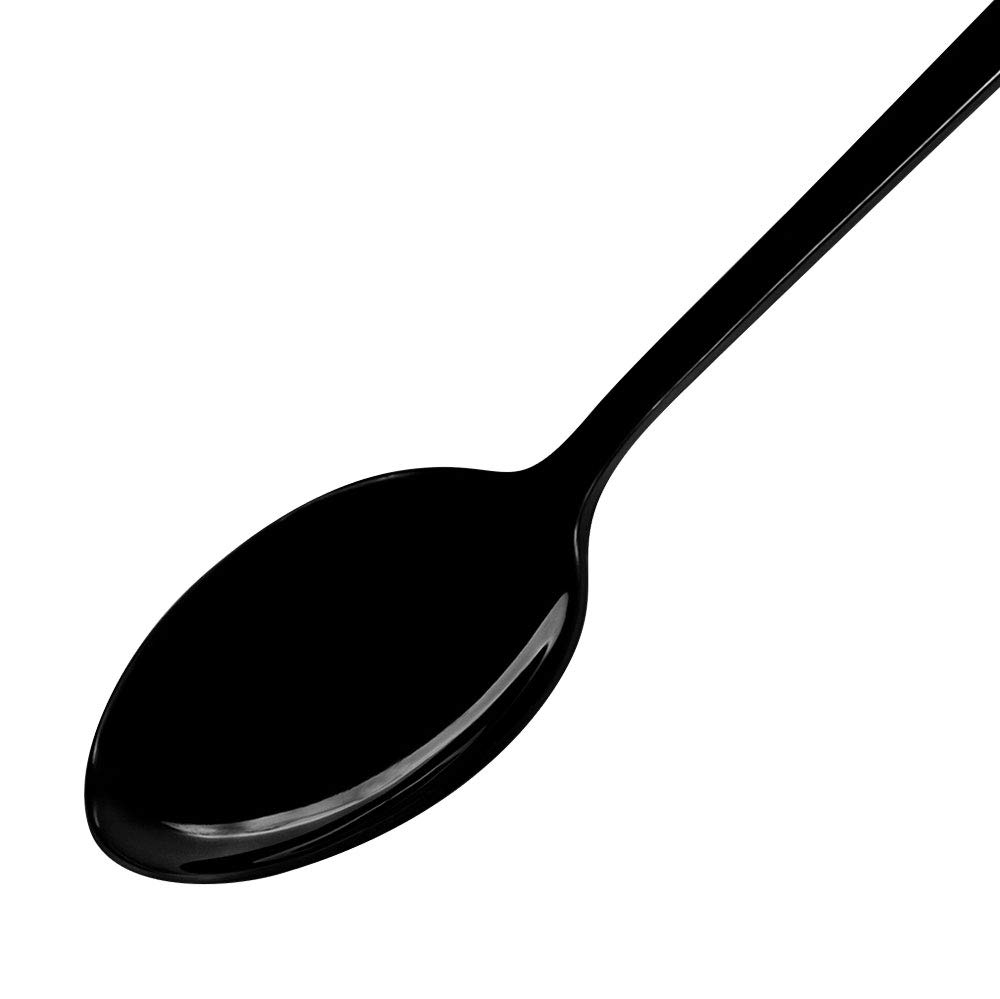 Noire Black Stainless Ice Tea Spoon, Dozen